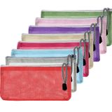 8 Peças Malha De Maquiagem Bolsa Cosméticos Bolsa Zipper Carry Bag Lon Mesh Compact Travel Pouch Organizer For Toiletry And Cosmetics, 8 Cor