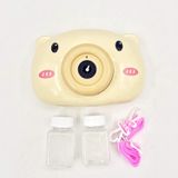 Fofo Cartoon Pig Camera Kids Toys Girl Friend Giocattoli Bambini Baby Music Bubble Machine Outdoor Automatic Bubble Maker Gift (amarelo)