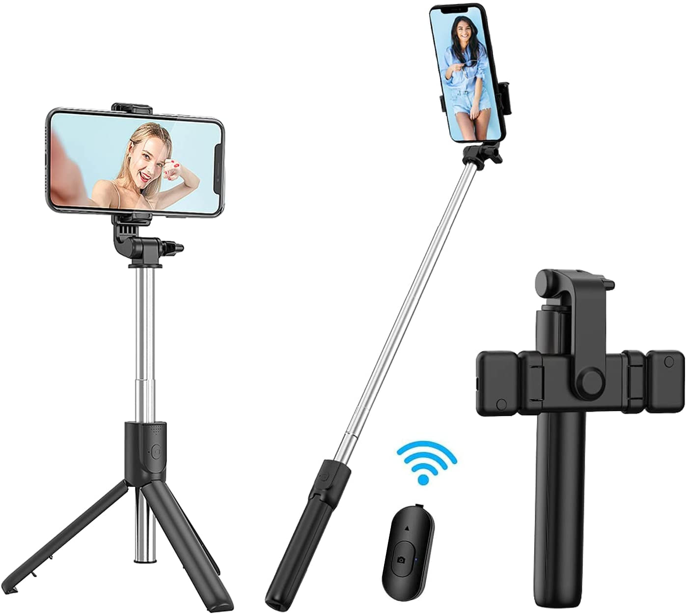 Tripé De Telefone De Selfie Stick Extensível, Com Controle Remoto Bluetooth Destacável, Carregador De Mesa De Tripés Portáteis Leves, Smartp