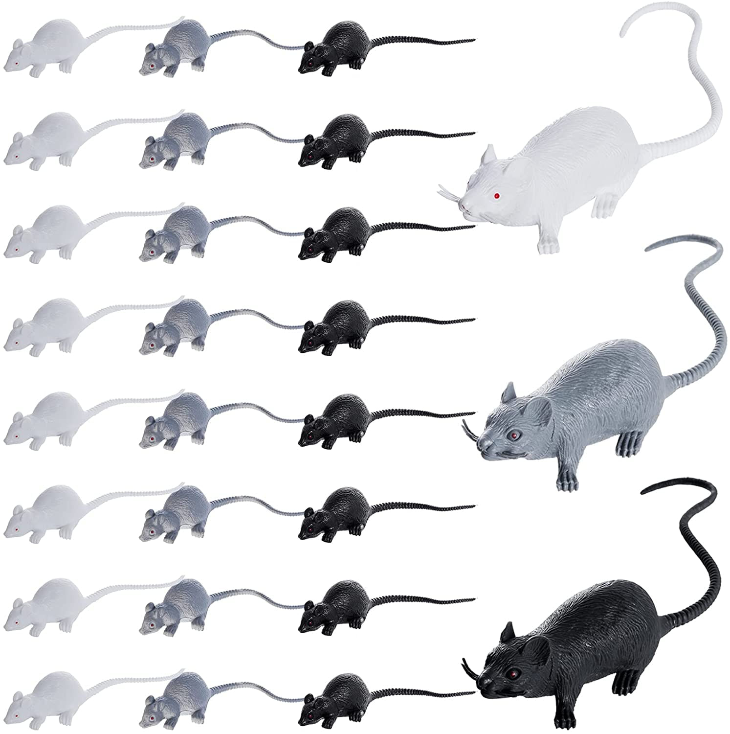 33pcs Halloween Falso Mouse Plástico Realista Simulado Grande E Mini Simulado Mouse Para Brinquedos De Festa De Halloween