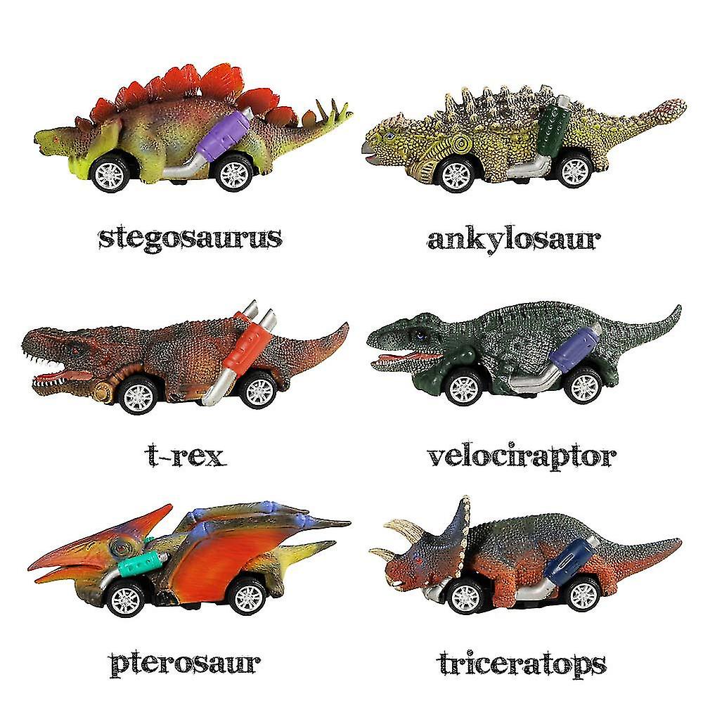 Cht-dinossauro Brinquedo Puxar Para Trás Carros 6pcs Dino Brinquedos Para 3 + Meninos G