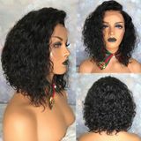 Renda Elástica Frente Cacheada Curta Peruca De Cabelo Natural Para Fazer