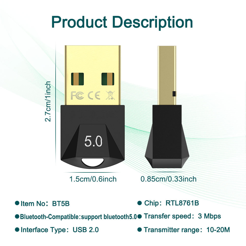 Adaptador Usb Com Bluetooth 5 0 Adaptador Dongle Para Pc ~