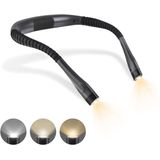 Luz De Leitura Do Pescoço De Led, Luz Do Livro Para Leitura Na Cama, 3 Cores, 3 Níveis De Brilho, Lâmpada De Pescoço Recarregável, 2 Braços