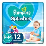 Fralda Pampers Splashers Baby Shark Tamanho P/m Com 12 Fraldas Descartáveis