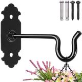 Ganchos De Metal Para Enforcamento, Ganchos De Cesta De Plantas Parede Montada, Design De Gancho De Comprimento Longo, Preto