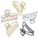 5 Pcs Grandes Clipes De Garra De Cabelo De Metal Para Mulheres, Cabelo Captura Barrette Mandíbula Clamp Half Bun Hairpins Para Cabelo Grosso
