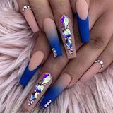 Enppode French Tip Press Em Unhas Longas Unhas Falsas Com Rhi