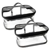 2-pack Toiletry Bag Maquiagem Cosméticos Saco Limpo Portátil Impermeável Transparente Viagem Grande Armazenamento Preto