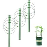 Suporte Vegetal 3 Pcs Gaiola De Tomate Estável, Anel De Aço De Suporte Vegetal Para Plantas 3 Anéis Ajustáveis Para Jardim, Varanda, Plantas