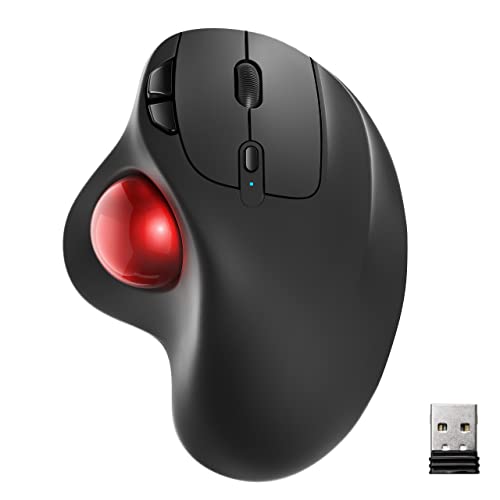 Mouse Trackball Sem Fio, Mouse Ergonômico Recarregável, Ea