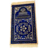 Tapete De Oração Islâmico Soft Light Elegante Tapete Muçulmano Turco Bordado Tapeçaria Suave Antiderrapante Tapete Tapete 70x1 - Azul