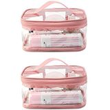 2 Pacote De Sacos Cosméticos Para Mulheres Limpar Sacos De Viagem Para Produtos De Higiene Pessoal Saco De Maquiagem Impermeável Para Férias
