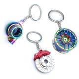 3 Pcs Peças Do Carro Modelo Chaveiros-chaveiros Coloridos Turbocharger Chaveiro, Chaveiro Aro De Pneu Colorido, Chaveiro Rotor De Freio Verm
