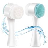 Escova Manual De Limpeza Facial, Escova Facial De Cuidados Com A Pele 2 Em 1, Pincel De Lavagem Facial De Silicone Manual Duplo Escova De La