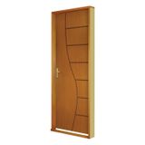 Kit Porta de Madeira Frisada Cantareira MGM 215cmx94cm Melamínico Mogno