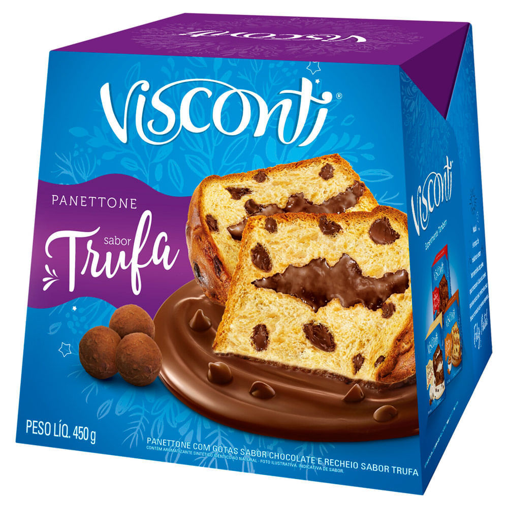 Panettone Visconti Gotas De Chocolate Recheio De Trufa 450g