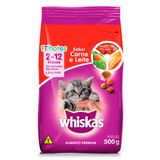 Ração Para Gatos Whiskas Filhotes Sabor Carne E Leite 500g