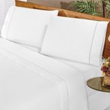 Jogo de Cama com Ponto Palito Casal 04 Peças Elegance Branco