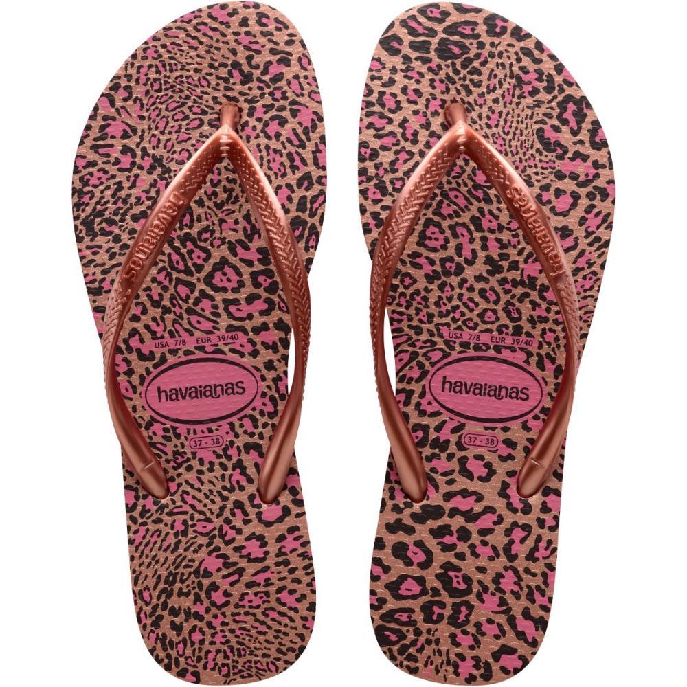 Chinelo Havaianas Feminino Slim Animals 37/8 Rosa Crocus