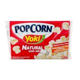 Pipoca Para Microondas Popcorn Yoki Natural com Sal 0% Gordura Transgênicos, Rico em Fibras, Fonte de Ferro 100g