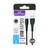 Cabo Usb Tipo C Maketech Ca 227c Preto 2,4a 2 Metros