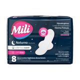 Absorvente Mili Noturno Suave Com Abas 8 Unidades