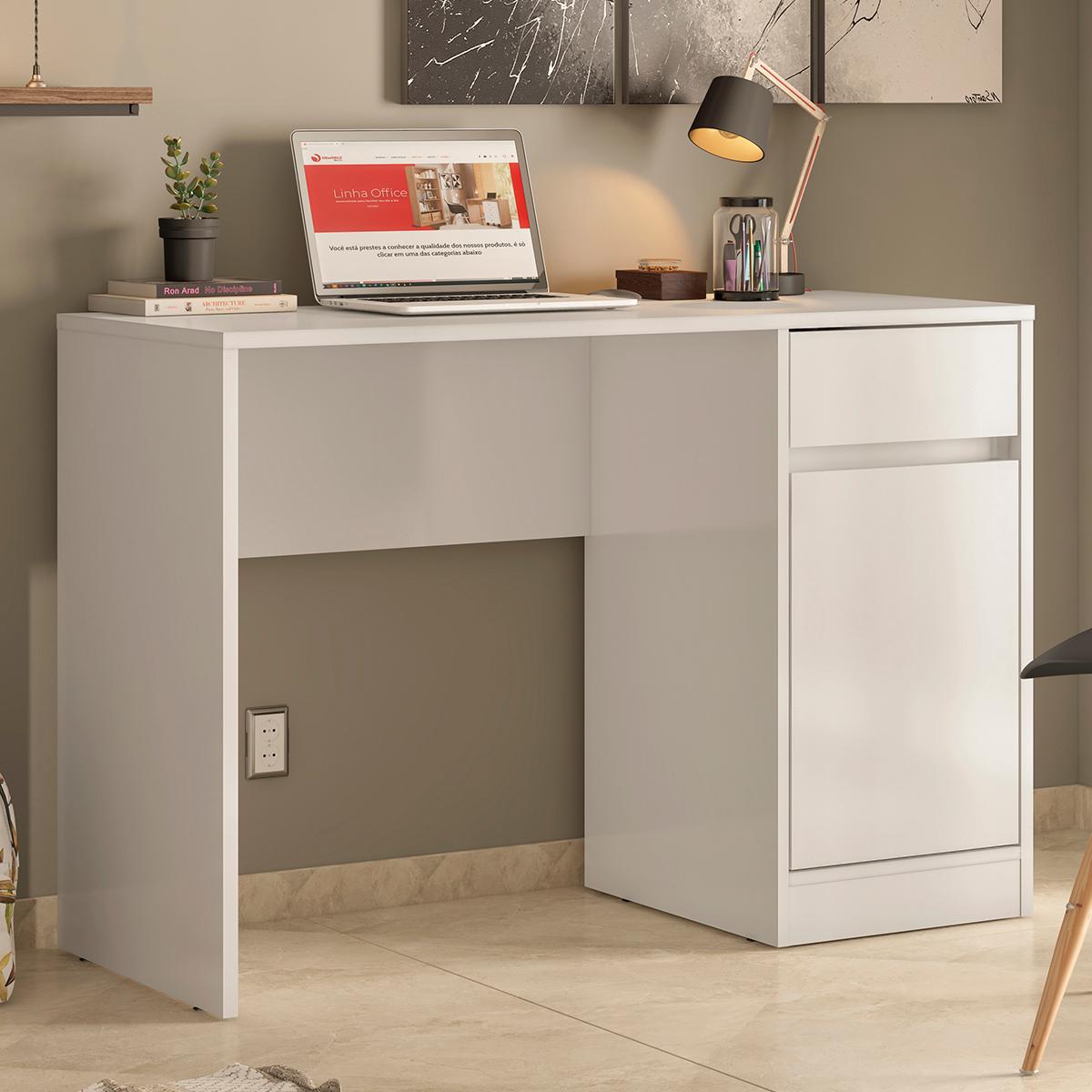 Escrivaninha 1 Porta 1 Gaveta Office Morada - Branco