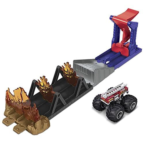 Monstros Hot Wheels Carrinhos Playset Herói Com Die-cast 5 Alarm, Lançador. Presente 3-8 Anos