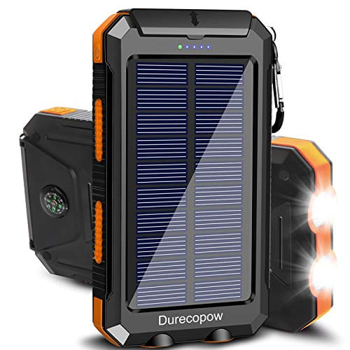 Durecopow Carregador Solar, 20000mah Portátil Outdoor Waterproof Solar Power Bank, Camping External Backup Battery Pack Dual 5v Usb Ports Ou