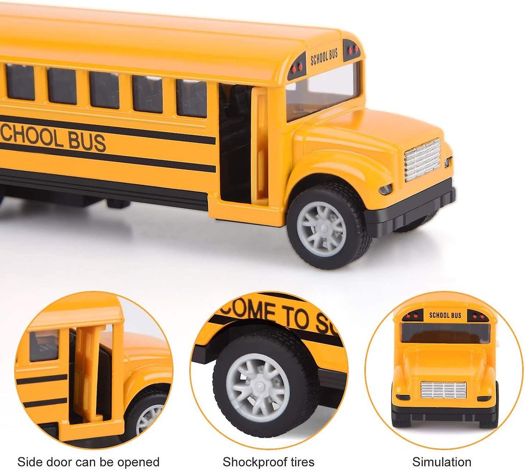 Brinquedo de ônibus escolar para crianças - 5 polegadas 2 conjunto de  veículos de jogo die-cast puxar para trás carro para crianças