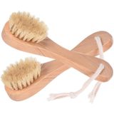 Natural Cerdas Madeira Rosto Limpa Escova Madeira Alça Facial Limpador Nariz Scubber Esfoliante Facial Skin Care Pack De 2