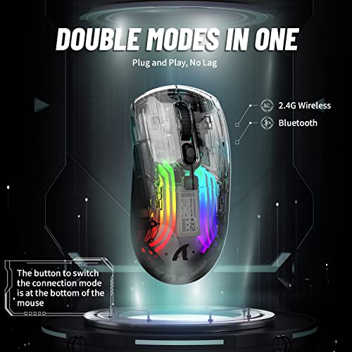 Mouse Sem Fio Para Jogos Com Design Totalmente Transparente, Duplo