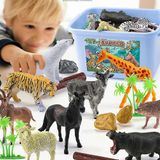 1 Conjunto De 58pcs Plástico Animais Brinquedos Simulação Floresta Zoológico Mo
