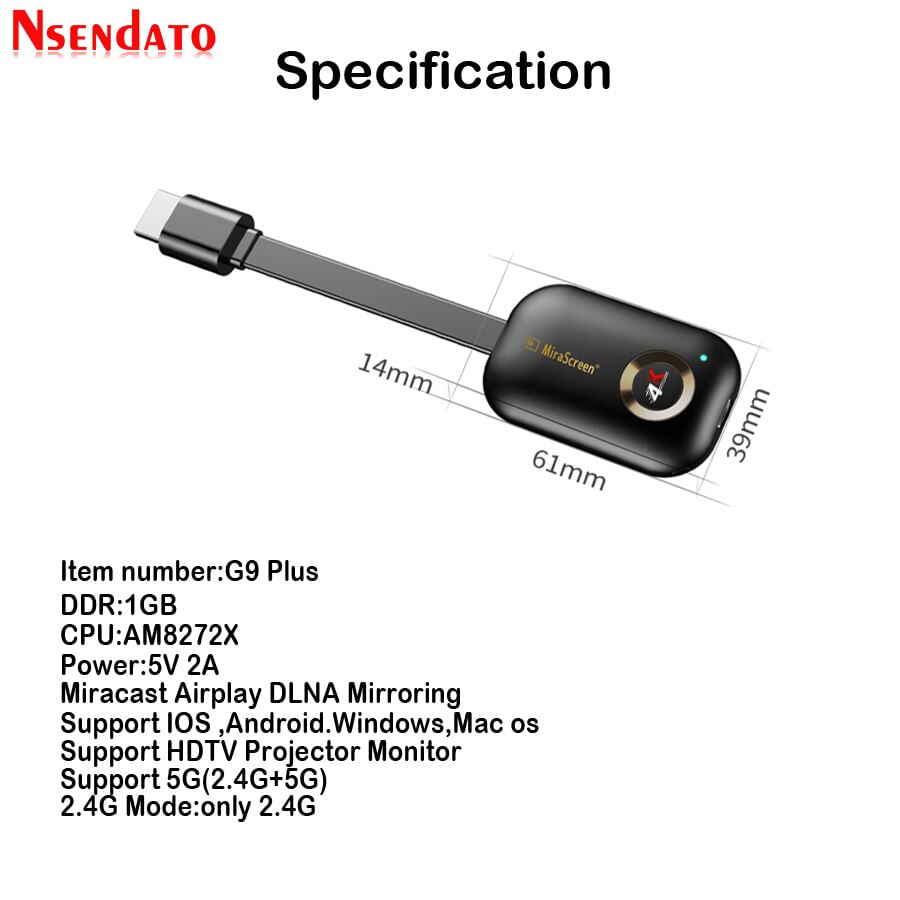 G9 Plus 24g5g 4k Hdmi Wi-fi Airplay Dlna Receptor Projetor