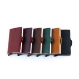 Masculino Couro Genuíno Metal Carteira Pequena Anti Rfid Bloqueio