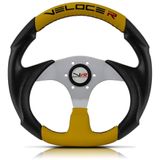 Volante Esportivo 33 Cm Para Buggy Veloce Racing Prata E Amarelo  Buggy Brb Fyber Sem Cubo