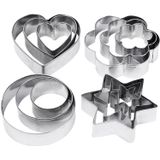Cortadores De Pastelaria, 12 Pcs Cortadores De Biscoito De Metal Coração Estrela Estrela Circle Flor Molde Em Forma De Flor