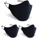 Preto 3 Pcs Algodão Ajustável 3 Camadas Com Filtro Anti-poeira Máscaras Faciais Boca Uk Lavável Proteger Bandana Balaclavas, 3 Camadas Unise