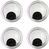 4 X 60mm Mesa De Mesa Grommet Cabo Arruma Capas De Orifício Da Porta De Superfície Do Computador (cromo Escovado)