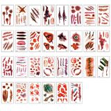 30 Pcs Halloween Horror Ferida Cicatriz Rosto Tatuagem Temporária Sti