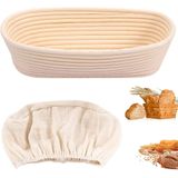 Cesta De Fermentação Oval. Cesta De Fermentação De Massa De Pão De Salgueiro Com Inserção De Linho. Cestas De Fermentação De Panificação De