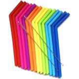 15 Canudos De Silicone Para 30ml E 570ml Yeti - Limpeza Fácil Flexível + 2 Escovas De Limpeza