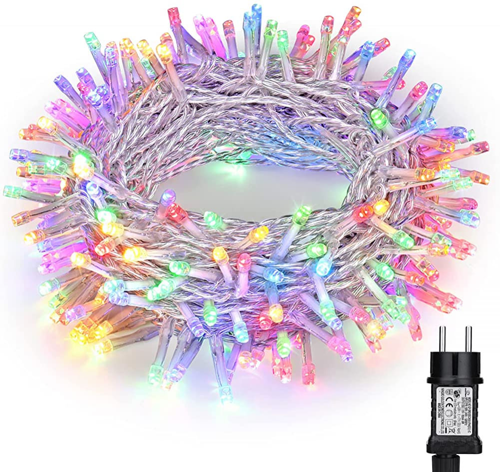 Decoração De Natal Leve Garland Interior. Garland De Natal Multicolorido Luz 100 Leds 15m Impermeável 8 Modos Luzes De Árvore De Natal Ao Ar