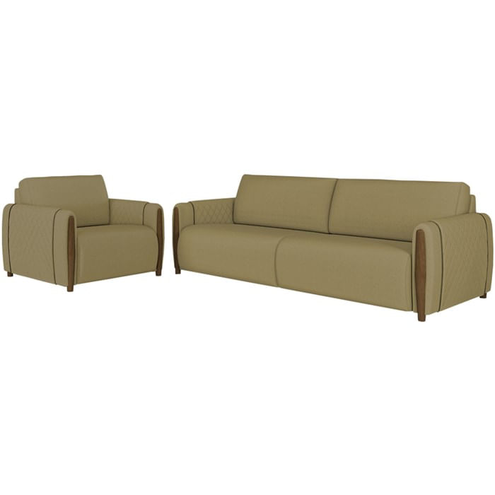 Kit Sofa 223 Cm E Poltrona Decorativa Encanto Linho Tce 1025 Moll