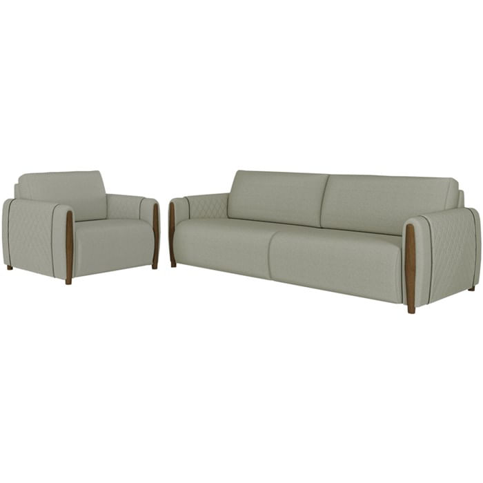 Kit Sofa 223 Cm E Poltrona Decorativa Encanto Linho Tce 1026 Moll