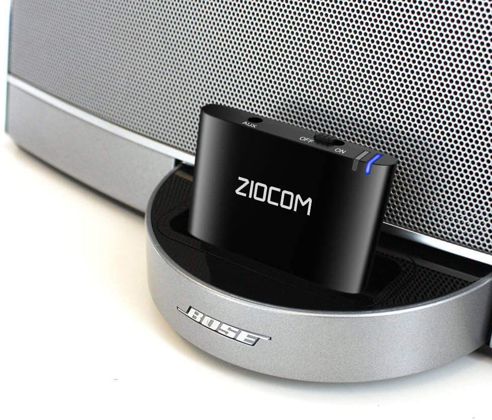 Adaptador Bluetooth Ziocom Para Iphone, Ipod, Bose Sounddock E Outros Alto-falantes Com Cabo Auxiliar De 3,5 Mm, Preto