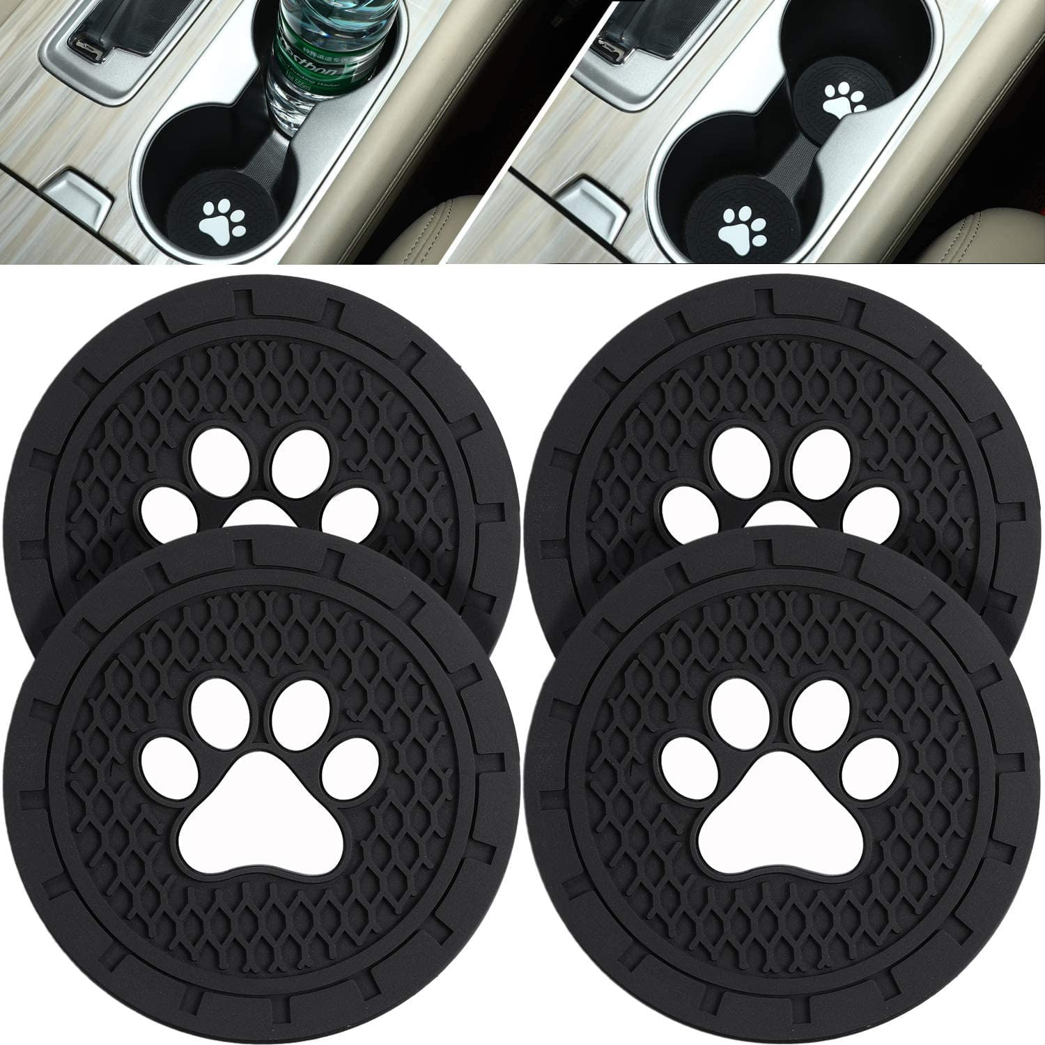 4 Pacotes Paw Car Coasters Car Cup Holder Coasters Silicone Anti Slip Dog Paw Coaster Mat Acessórios Para A Maioria Dos Carros, Caminhões, T