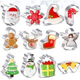 Conjunto De Formas De Cortador De Biscoitos De Natal, 12 Pcs Sem Repetição De Biscoitos De Natal Cortadores De Gengibre, Bourbon De Aço Inox