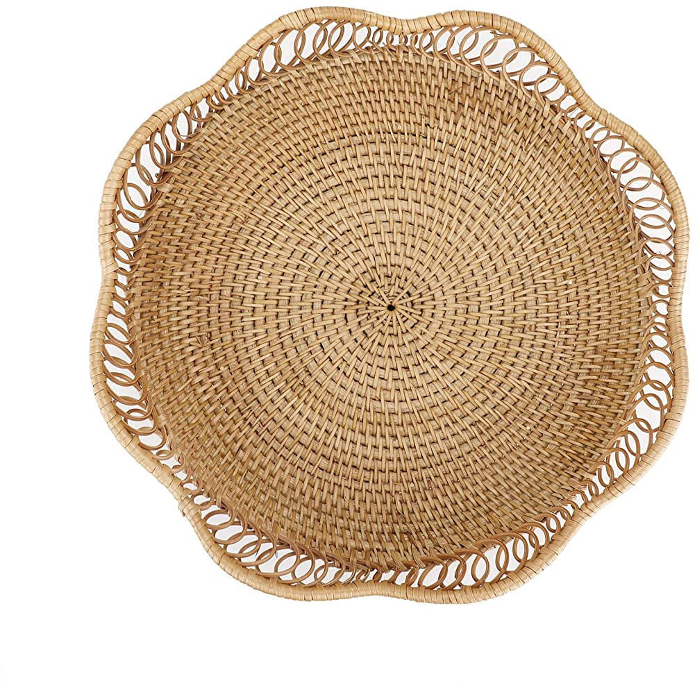 Cesta De Frutas Rattan Cesta De Renda Cesta De Renda Decoração De Pão. Doces Frutados (30cm)